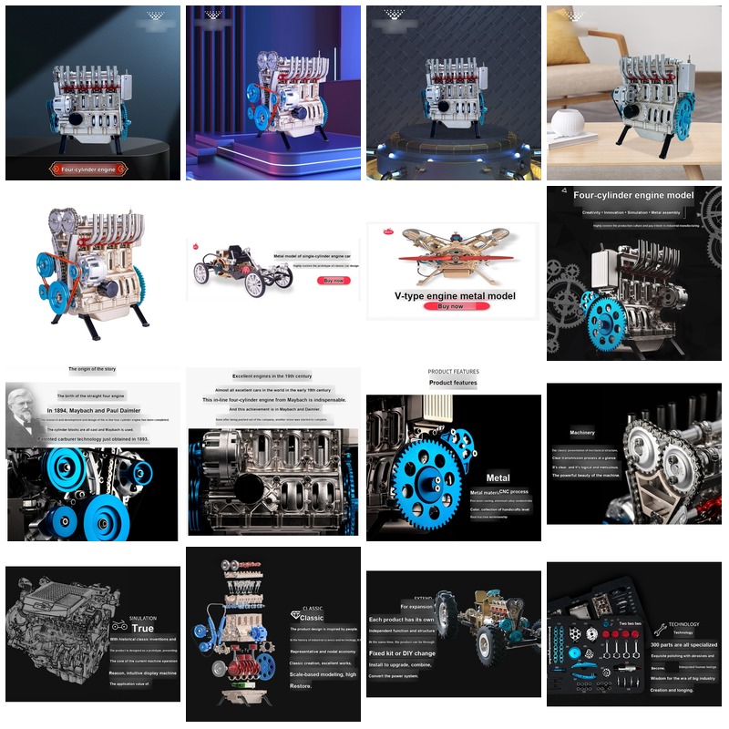 Model Kit Engine - طقم تجميع نموذج محرك رباعي الأسطوانات