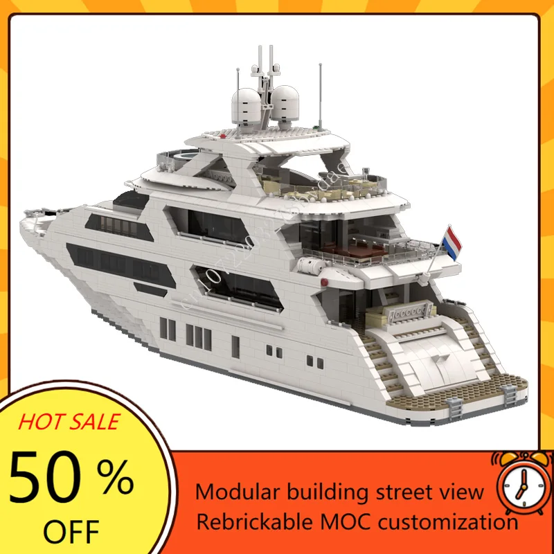 4657 قطعة مخصصة MOC سوبر يخت س - مراجعة Model Kit Yacht وسعره